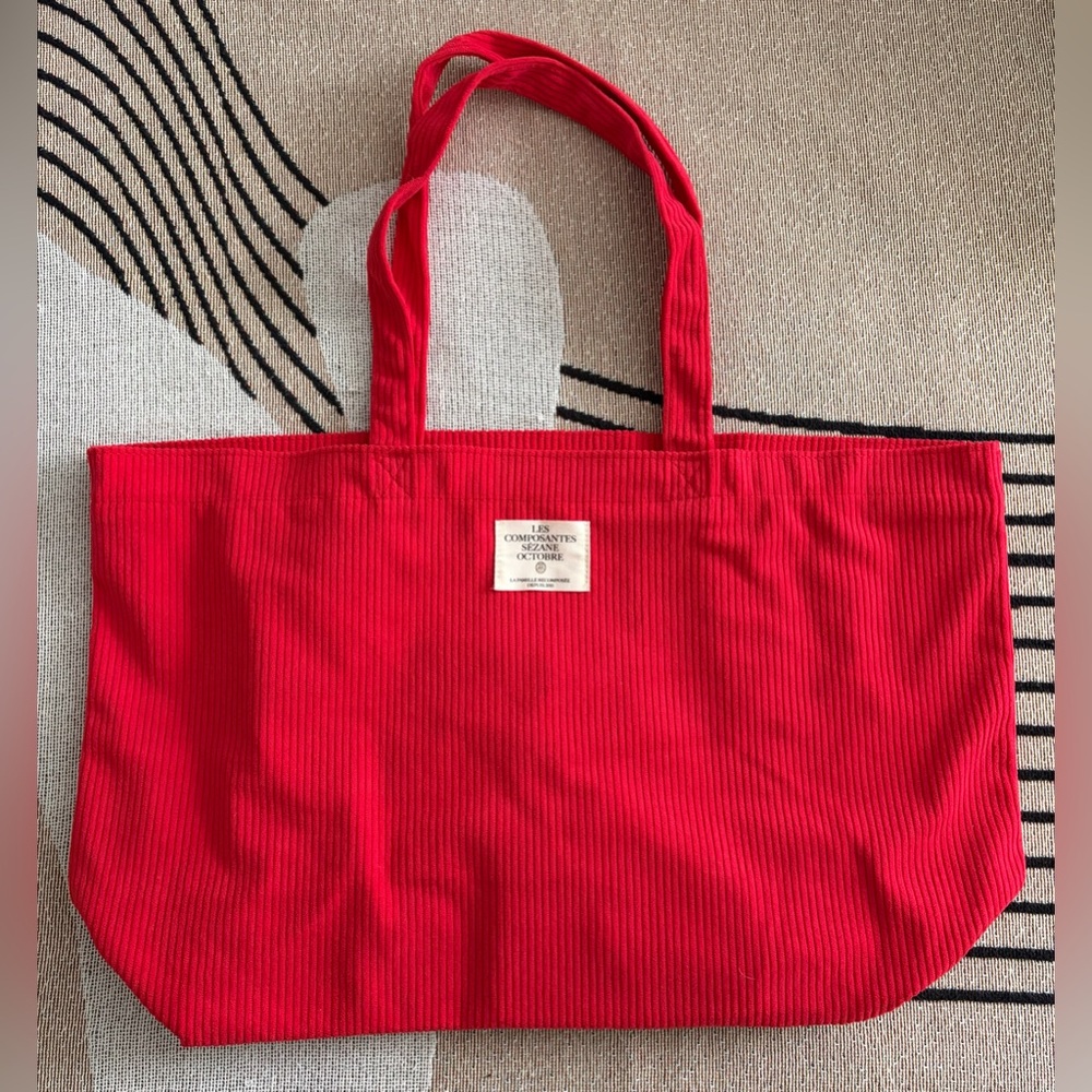 Sezane corduroy tote, candy apple red